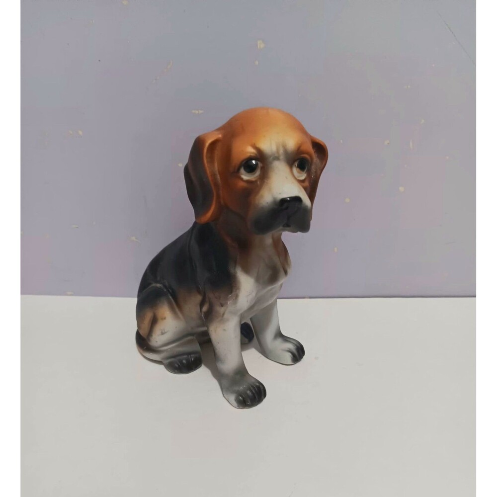 Dog Beagle Brown Ceramic Figurine  Home Country Farmhouse Decor 4"